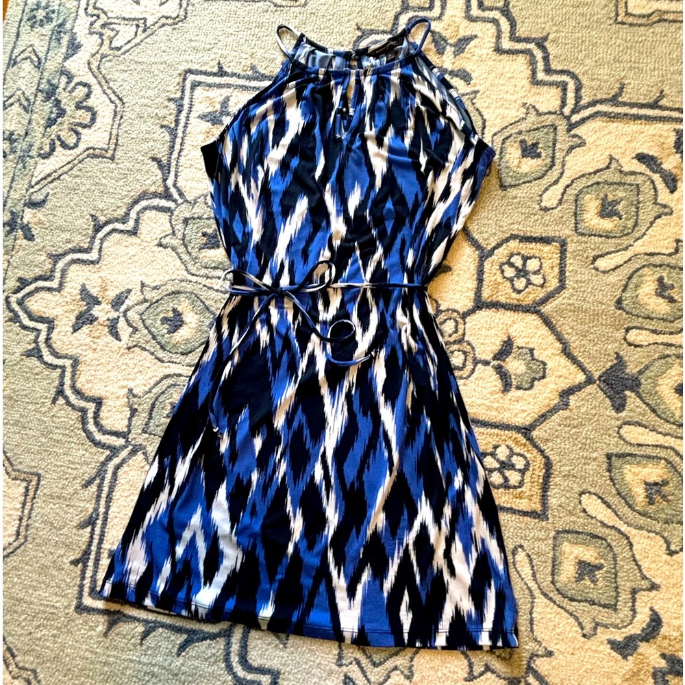 Sexy black and blue sleeveless mini dress.